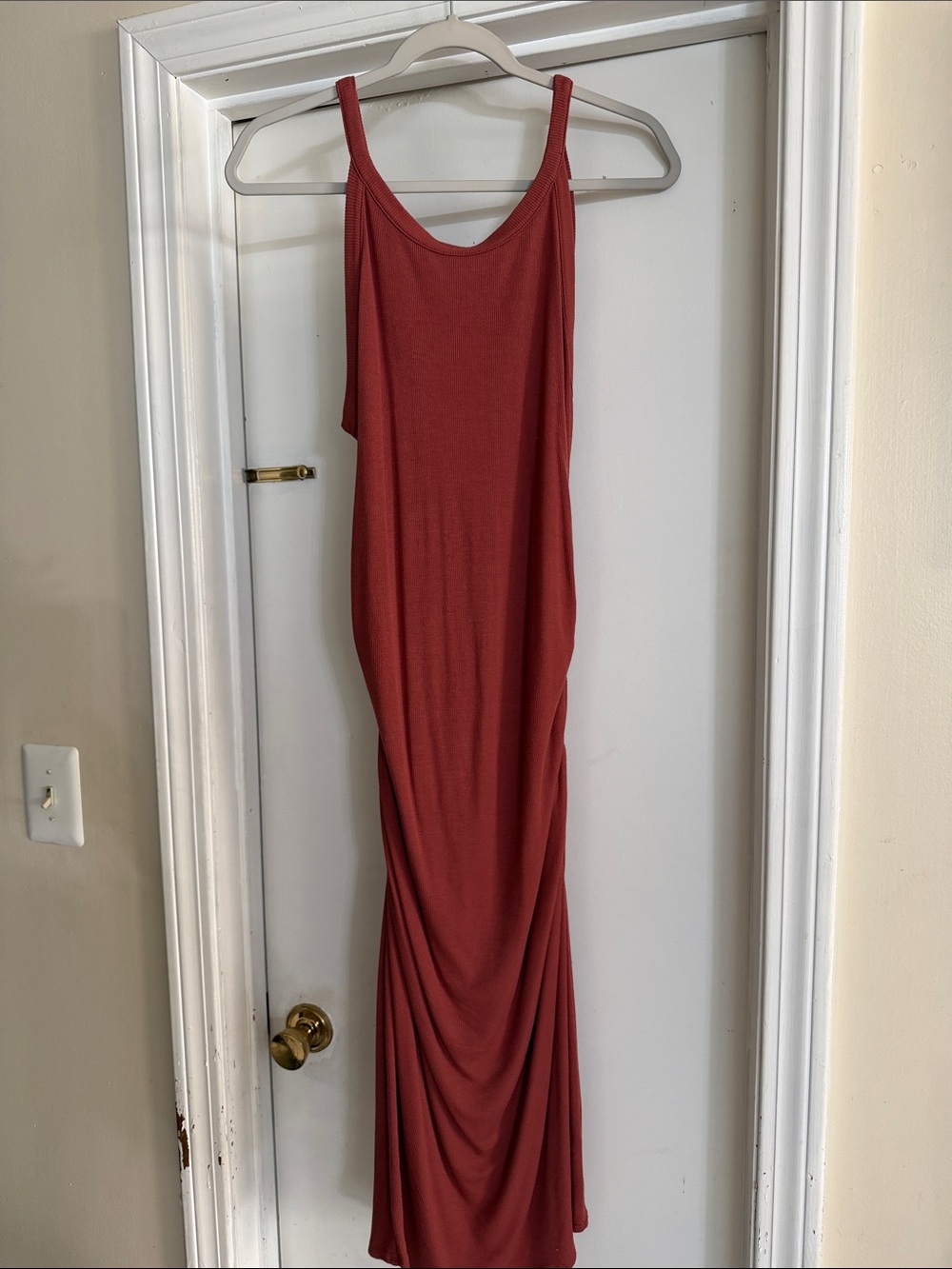 Treasure & Bond Rust-Colored Slim Sleeveless Maxi Dress